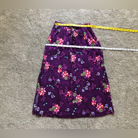 Jaclyn Smith Hawaiian Floral Skirt size S Midi Tie Elastic Waist wrinkle fabric - Picture 5 of 15